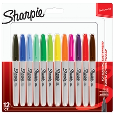 Sharpie Permanent Markers - Fine Tip - Assorted - Pack of 12