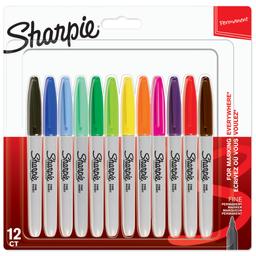 Sharpie Permanent Markers - Fine Tip - Assorted - Pack of 12