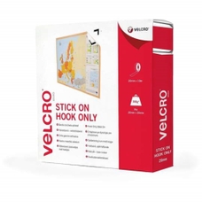 VELCRO Brand White Stick on Tape - Hook Only - 20mm x 10m