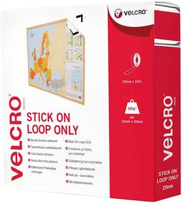 VELCRO Brand White Stick on Tape - Loop Only - 20mm x 10m