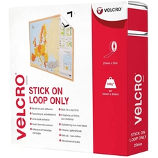 VELCRO® Brand White Stick on Tape - Loop Only - 20mm x 10m