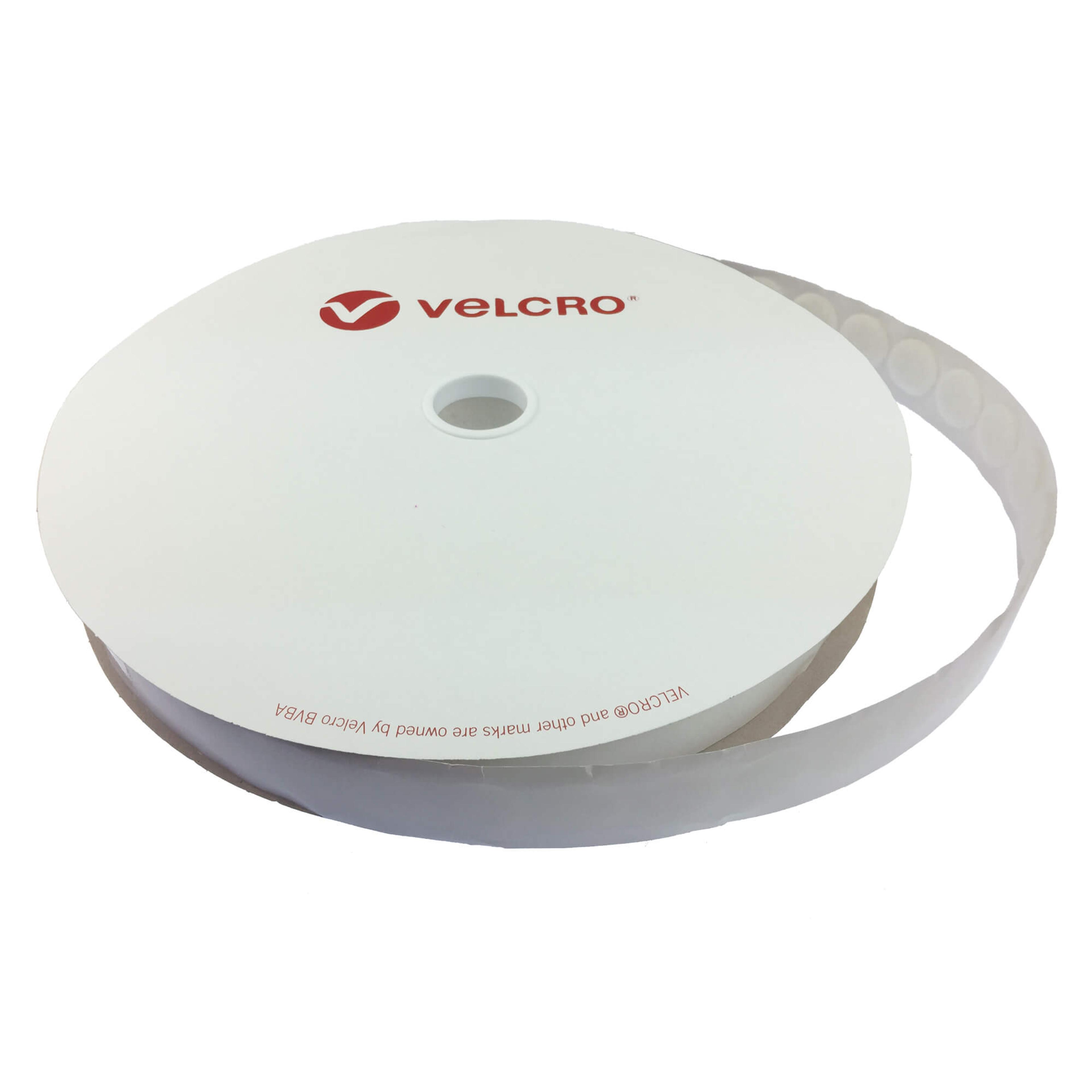 VELCRO Brand 22mm Loop Coins - White - 25m Roll