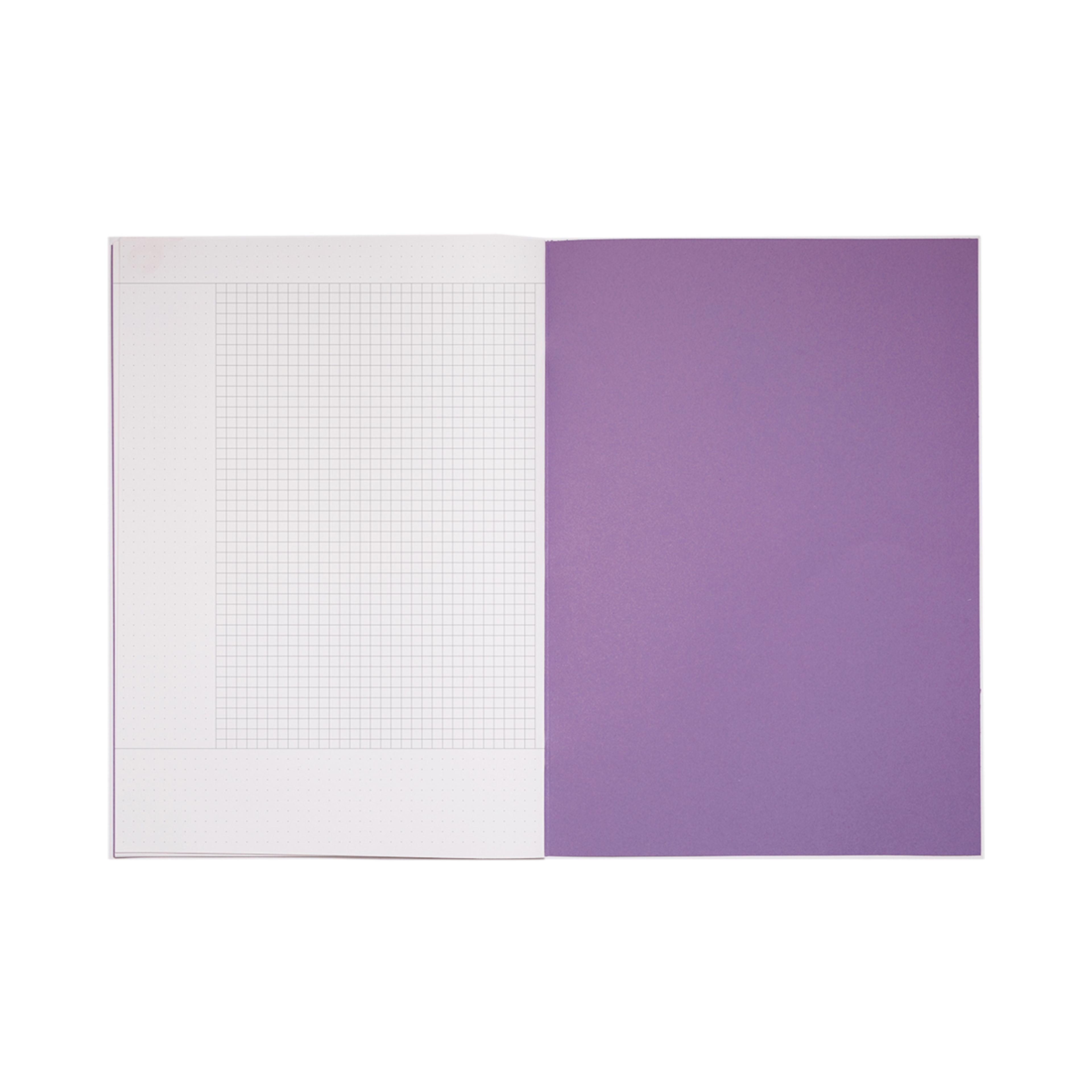 Rhino A4 Exercise Books 80 Page, Cornell Study Ruling 5mm Squared, Purple - Pack of 50