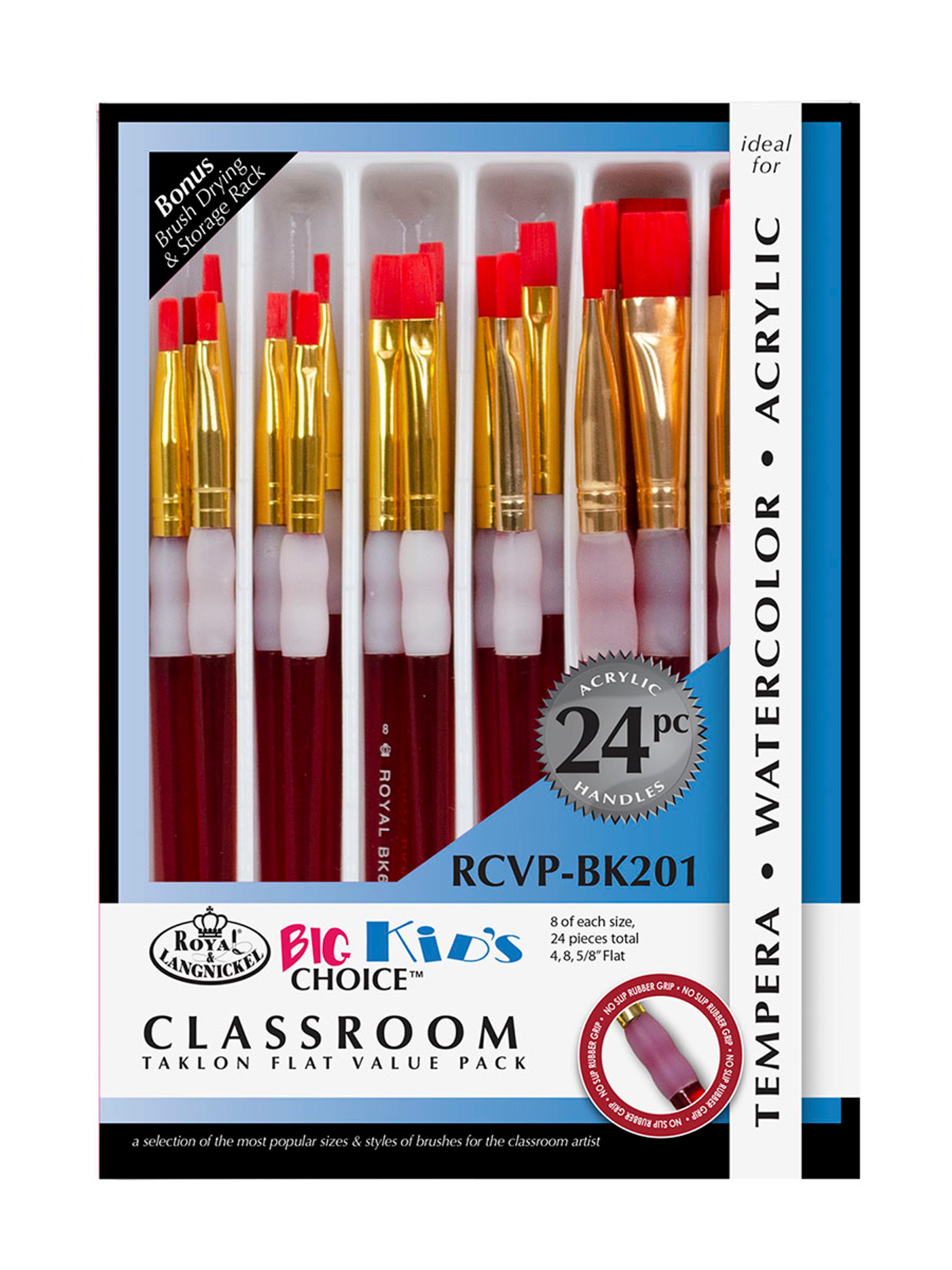 ROYAL & LANGNICKEL Big Kid's Choice Flat Paintbrushes - Pack of 24
