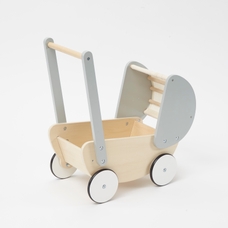 White and Grey FSC Wooden Doll Pram from Hope