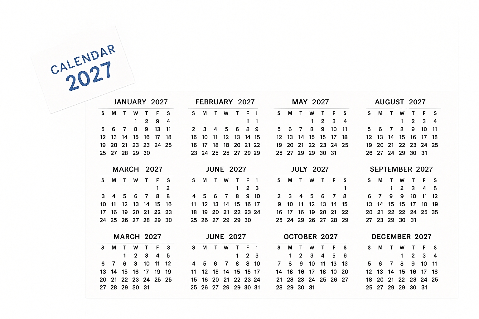 Calendar Tabs P50 2027