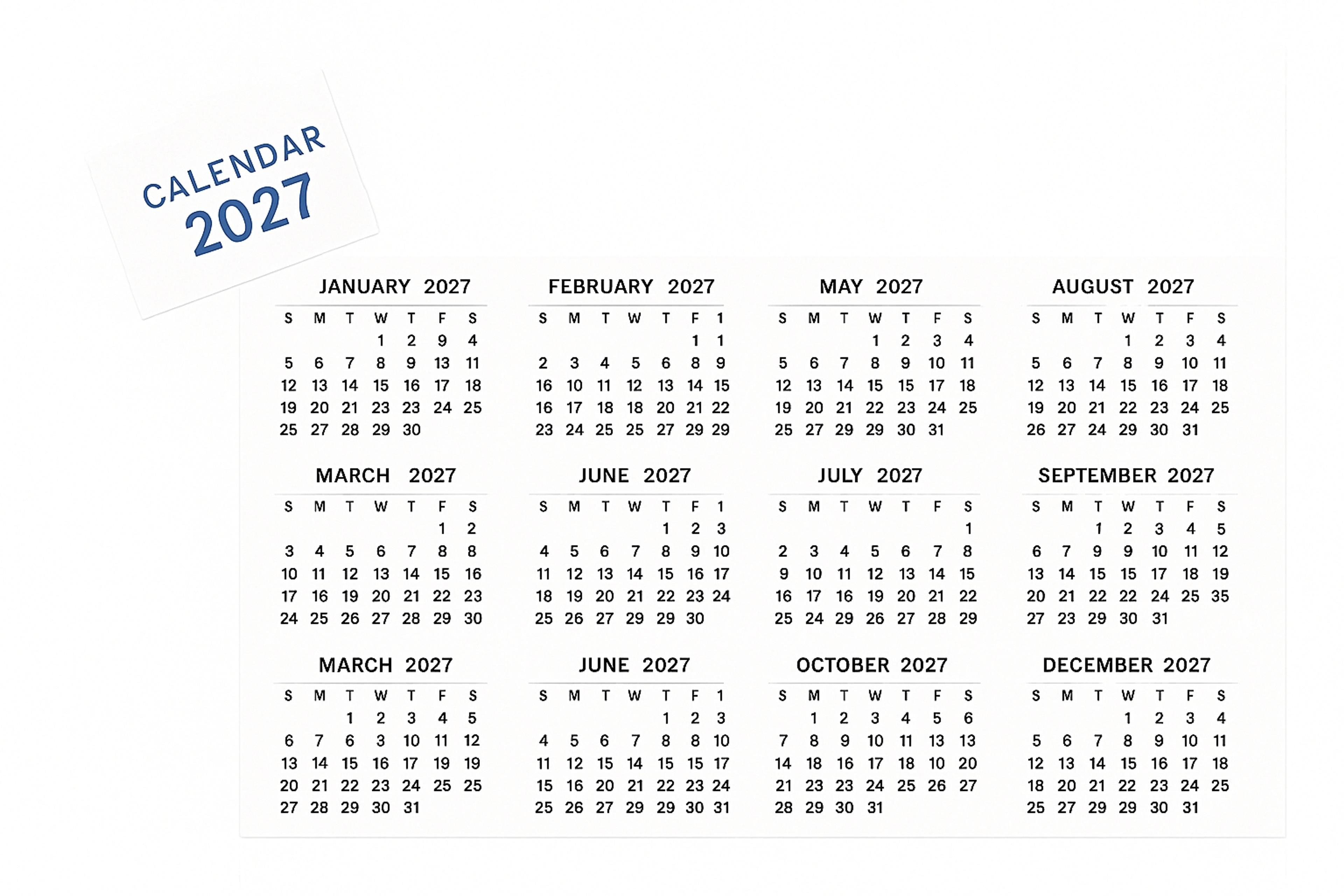 Classmates 2027 Calendar Tabs - Pack of 50