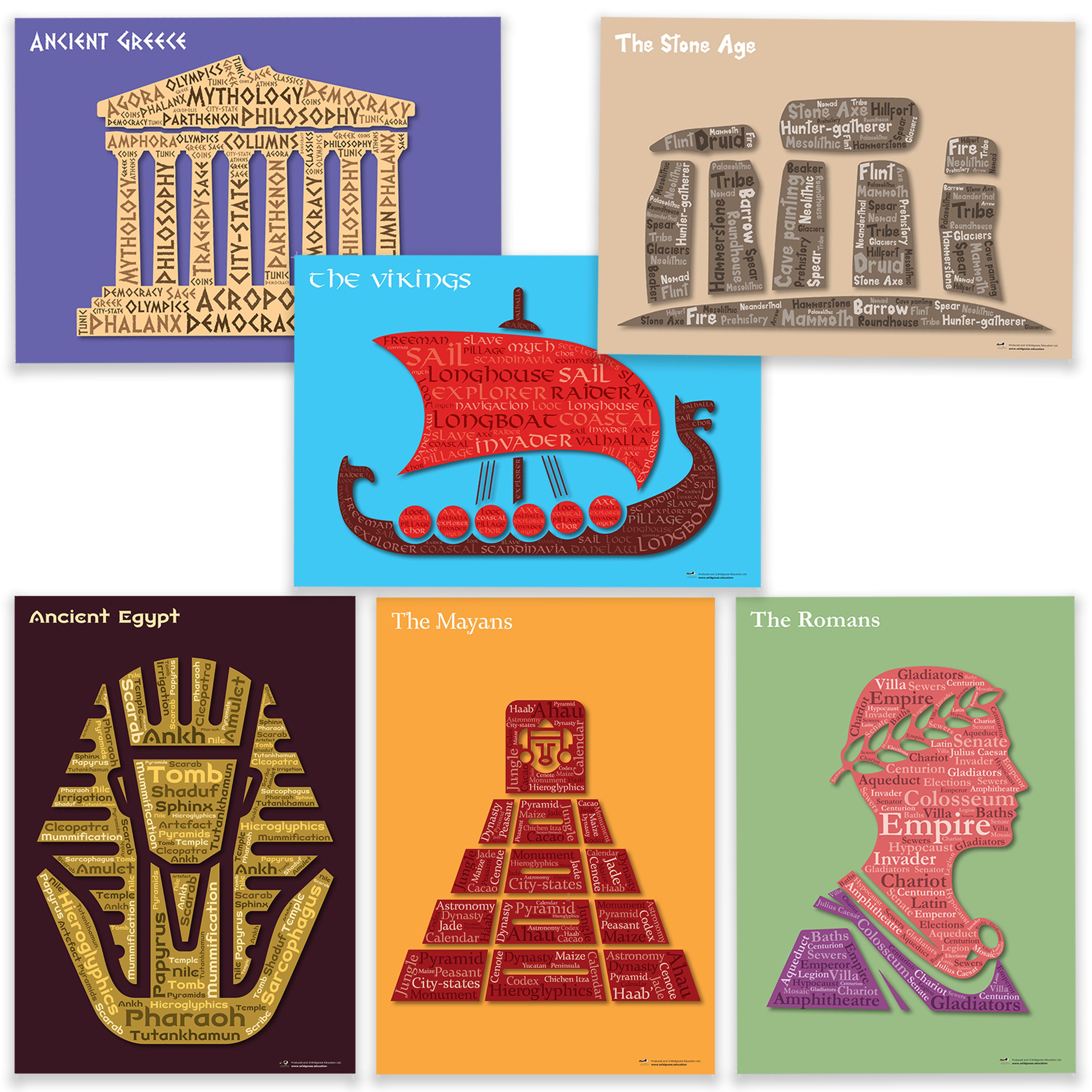wildgoose History Word Cloud Poster Set 