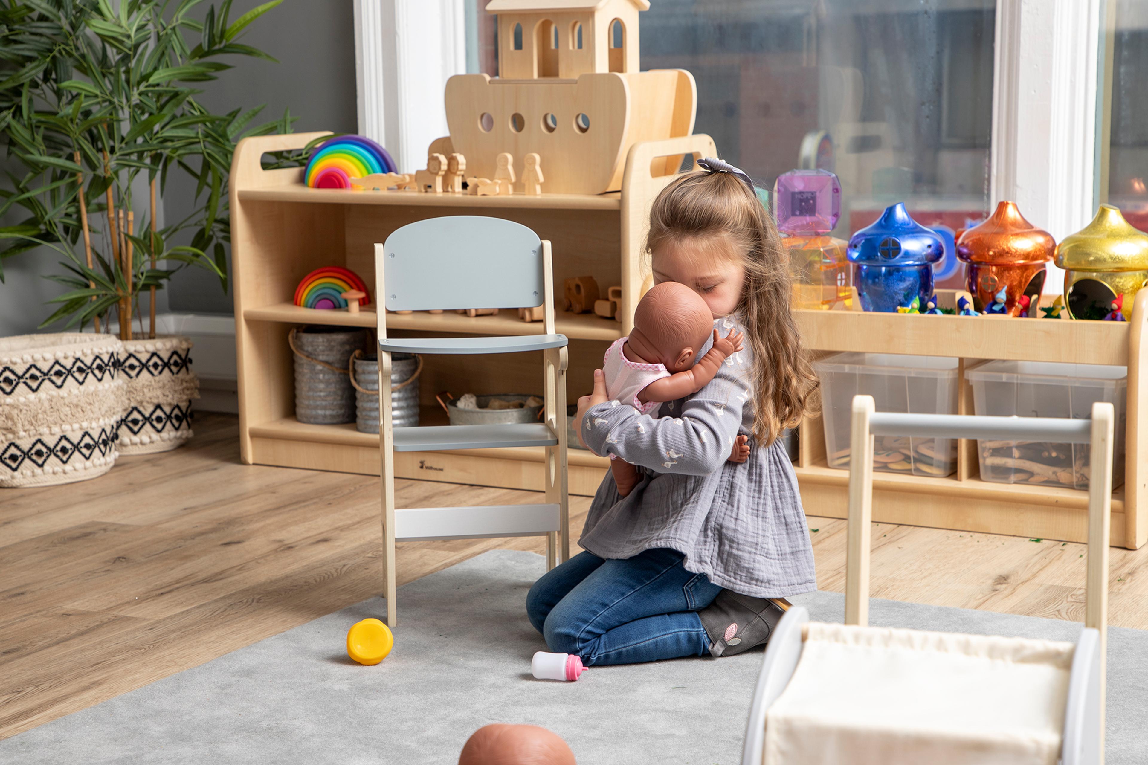 Wooden Doll High Chair from Hope Education - White and Grey 