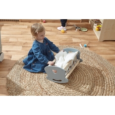 Wooden Doll Cradle from Hope Education - White and Grey 