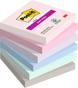 Post-it Super Sticky Notes - Soulful Colour Collection - 76 x 76mm - Pack of 6