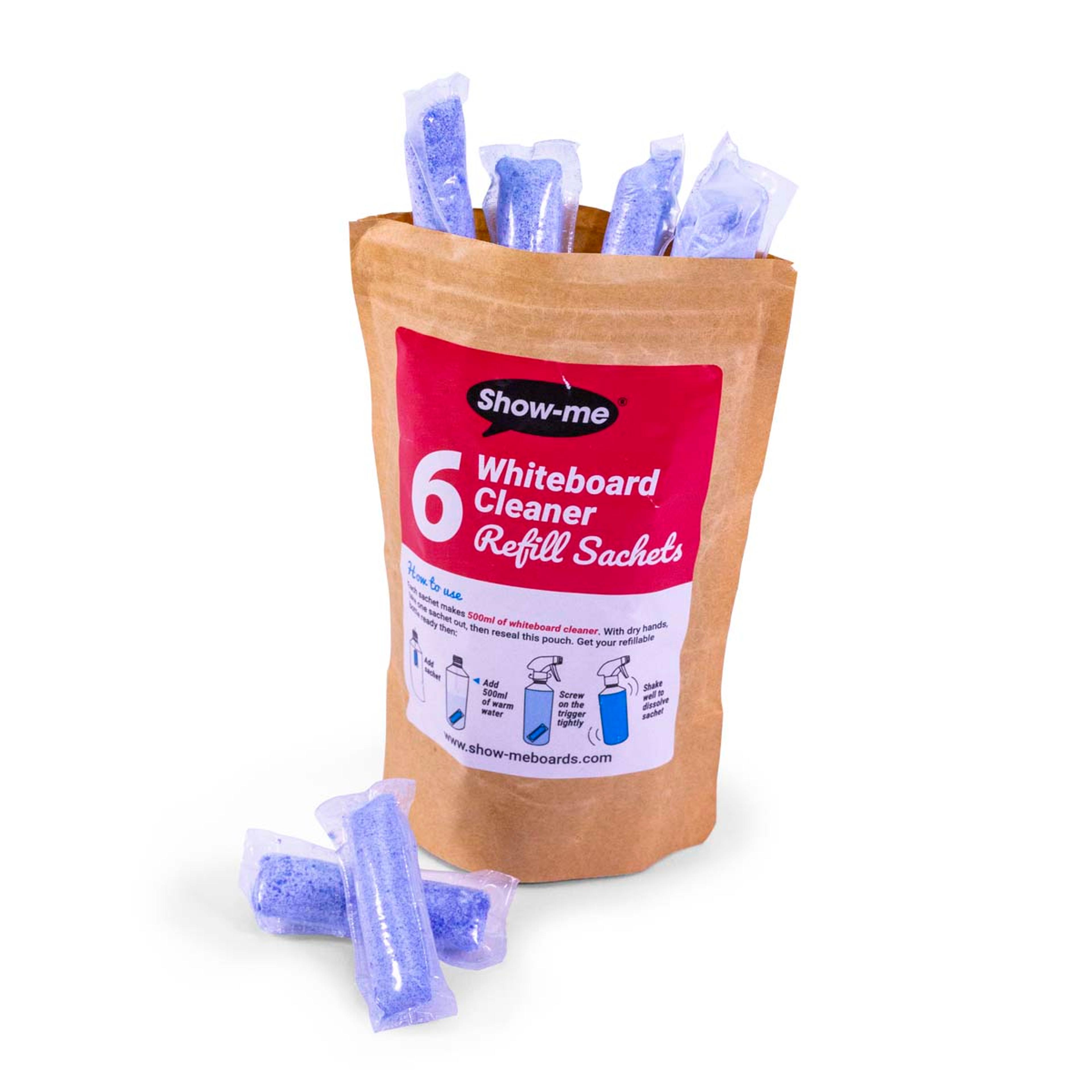 Show-me Whiteboard Cleaner Refill Sachets - Pack of 6
