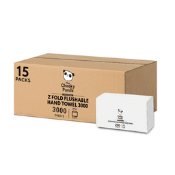 Cheeky Panda Z Fold 2 Ply Flushable Bamboo Hand Towels - 3000 Sheets - Pack of 15