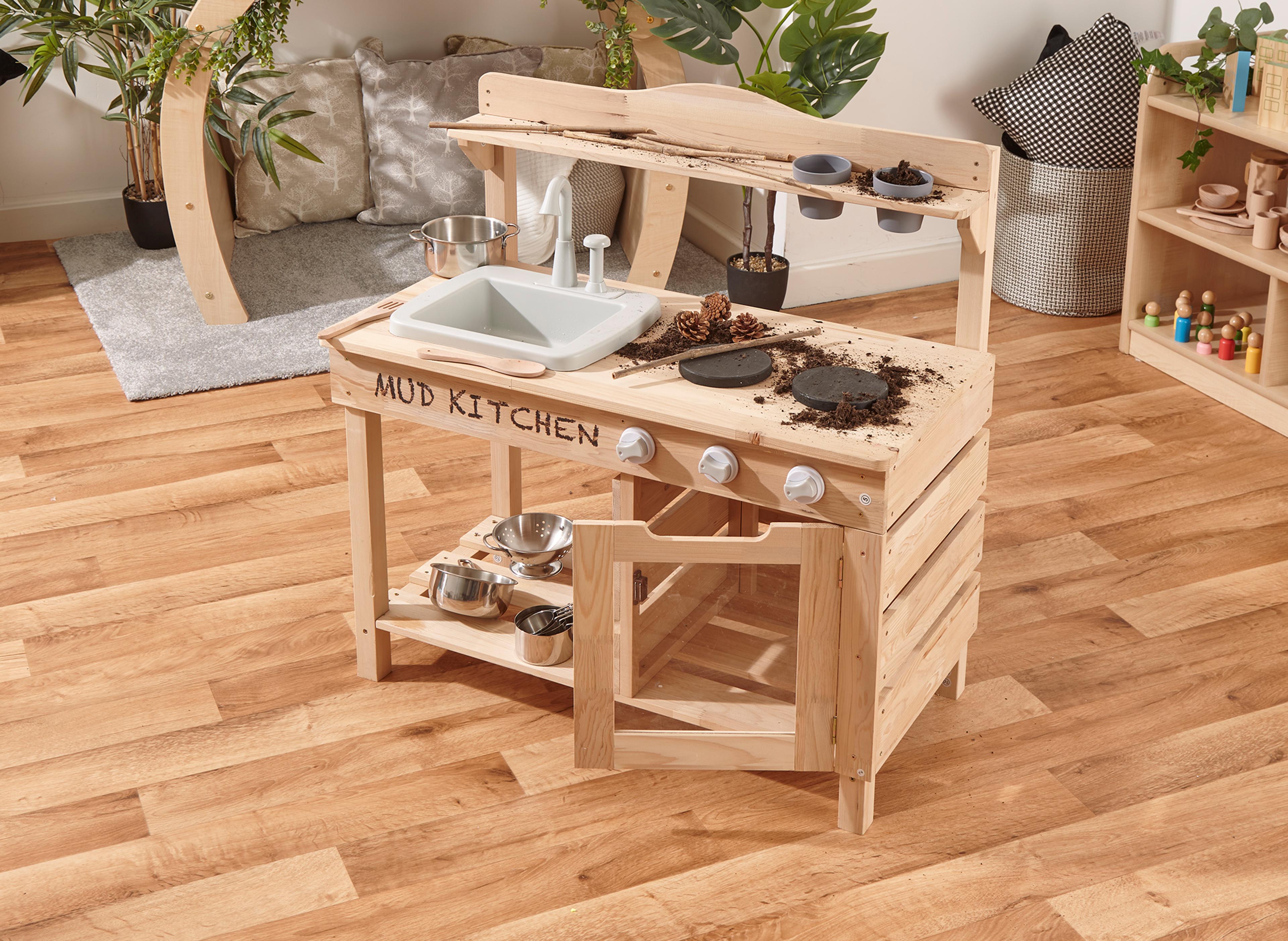 Outdoor Wooden Mud Kitchen with Water Pump