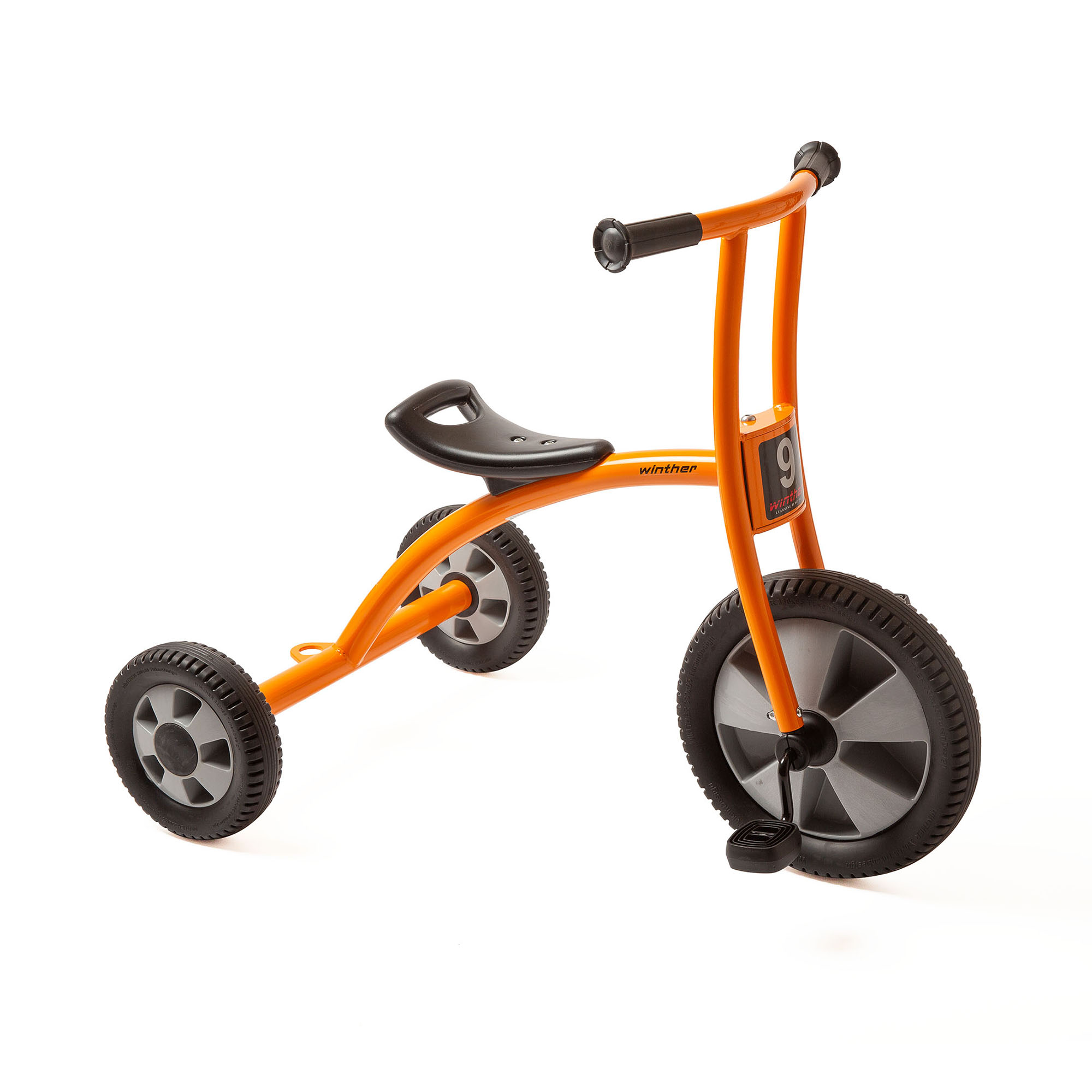 Orange tricycle on sale