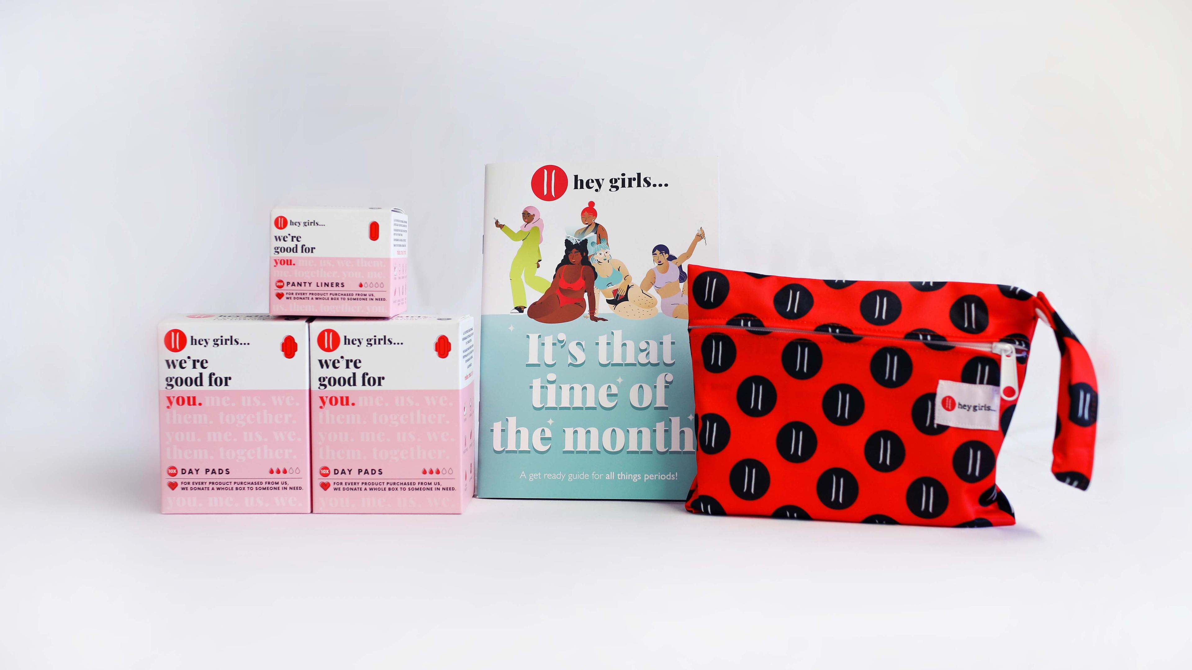 Hey Girls First Period Kit With Red Wet Bag