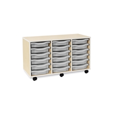 Pebble 18 shallow Tray Unit White With Grey Drawers