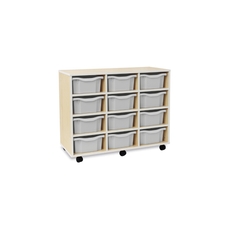 Pebble 12 Deep Tray Unit White with Grey Drawers