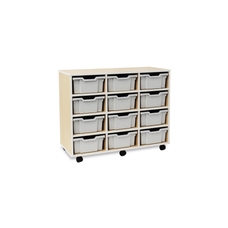 Pebble 12 Deep Tray Unit White with Grey Drawers