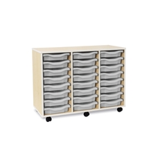 Pebble 24 Shallow Tray Unit White with Grey Drawers