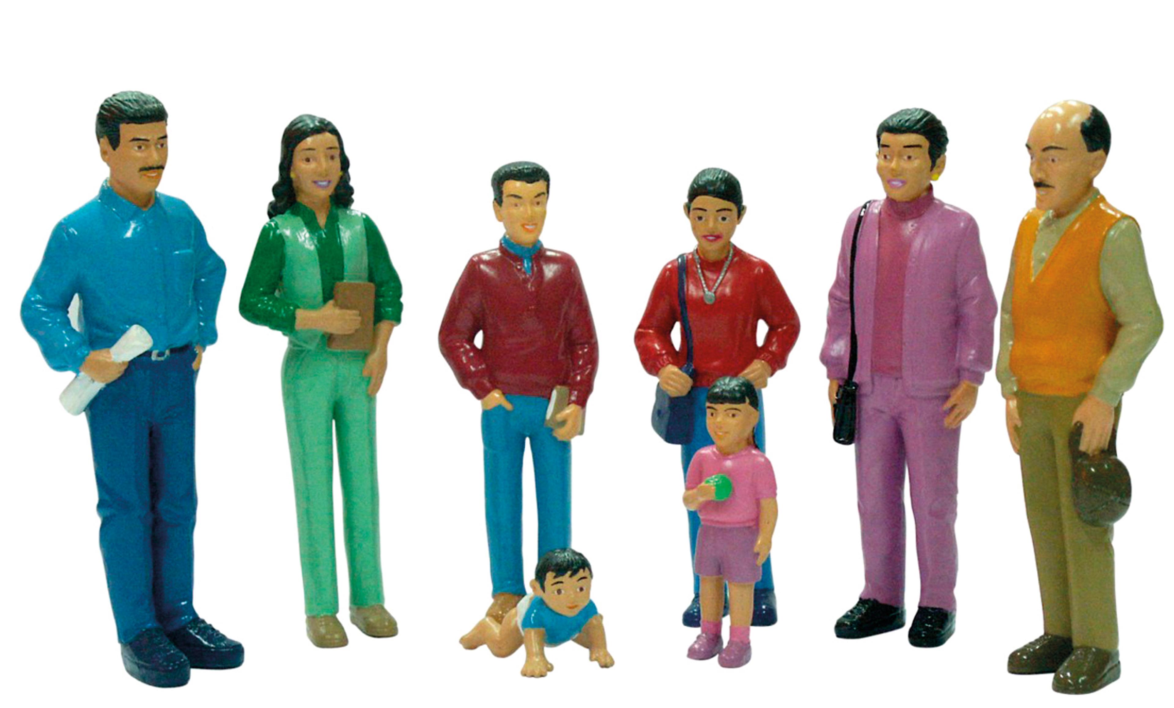 miniland Block Play People - Family with Dark Brown Skin