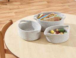 JVL Homeware Solutions Edison Cotton Rope Storage Baskets - Set of 3 with Handles