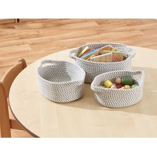 JVL Homeware Solutions Edison Cotton Rope Storage Baskets - Set of 3 with Handles