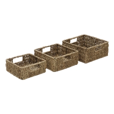 Seagrass Square Storage Baskets - Set of 3
