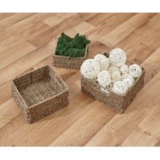 JVL Homeware Solutions Seagrass Square Storage Baskets - Set of 3