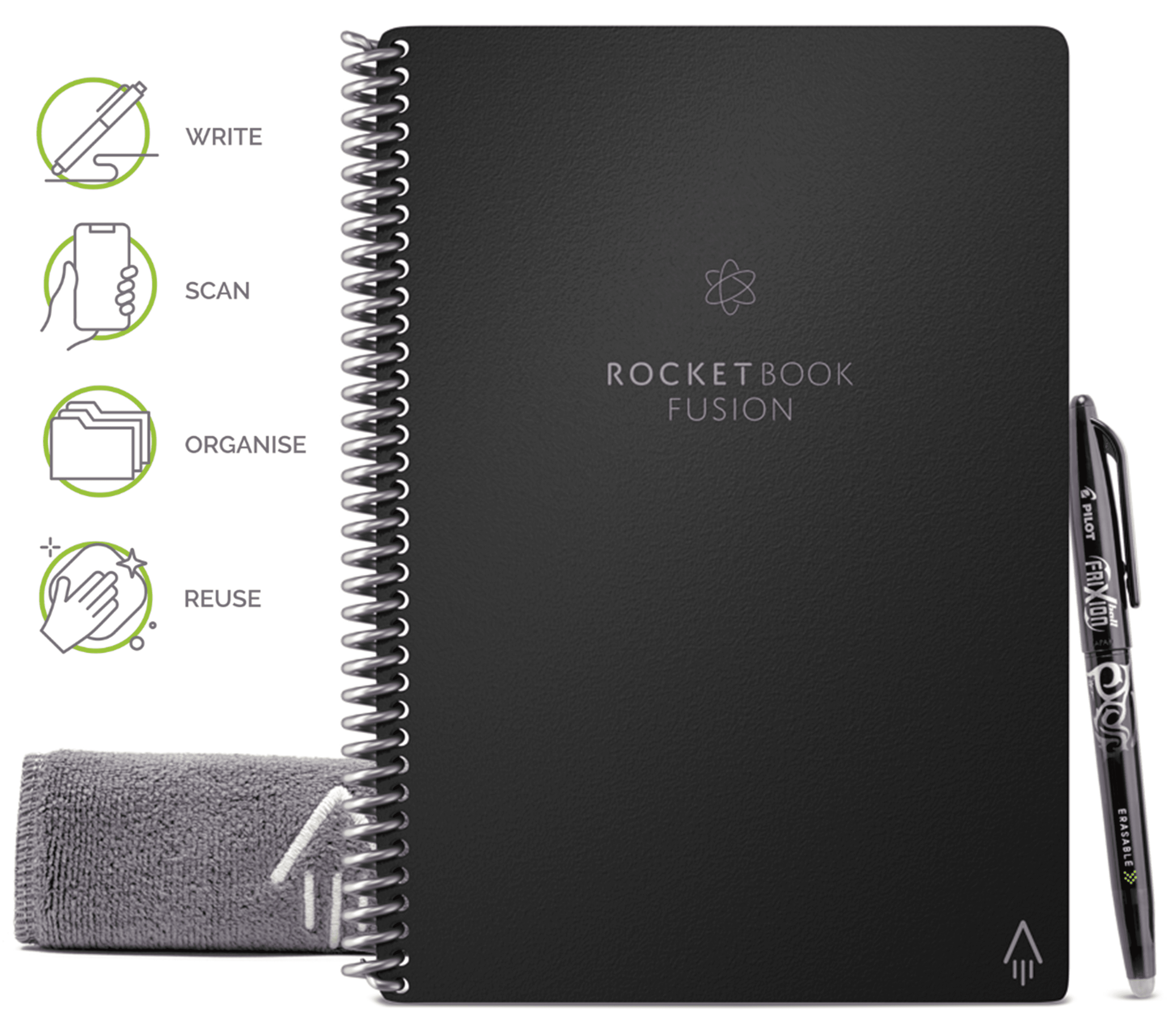 Rocketbook Fusion Notebook Set - Black - A4