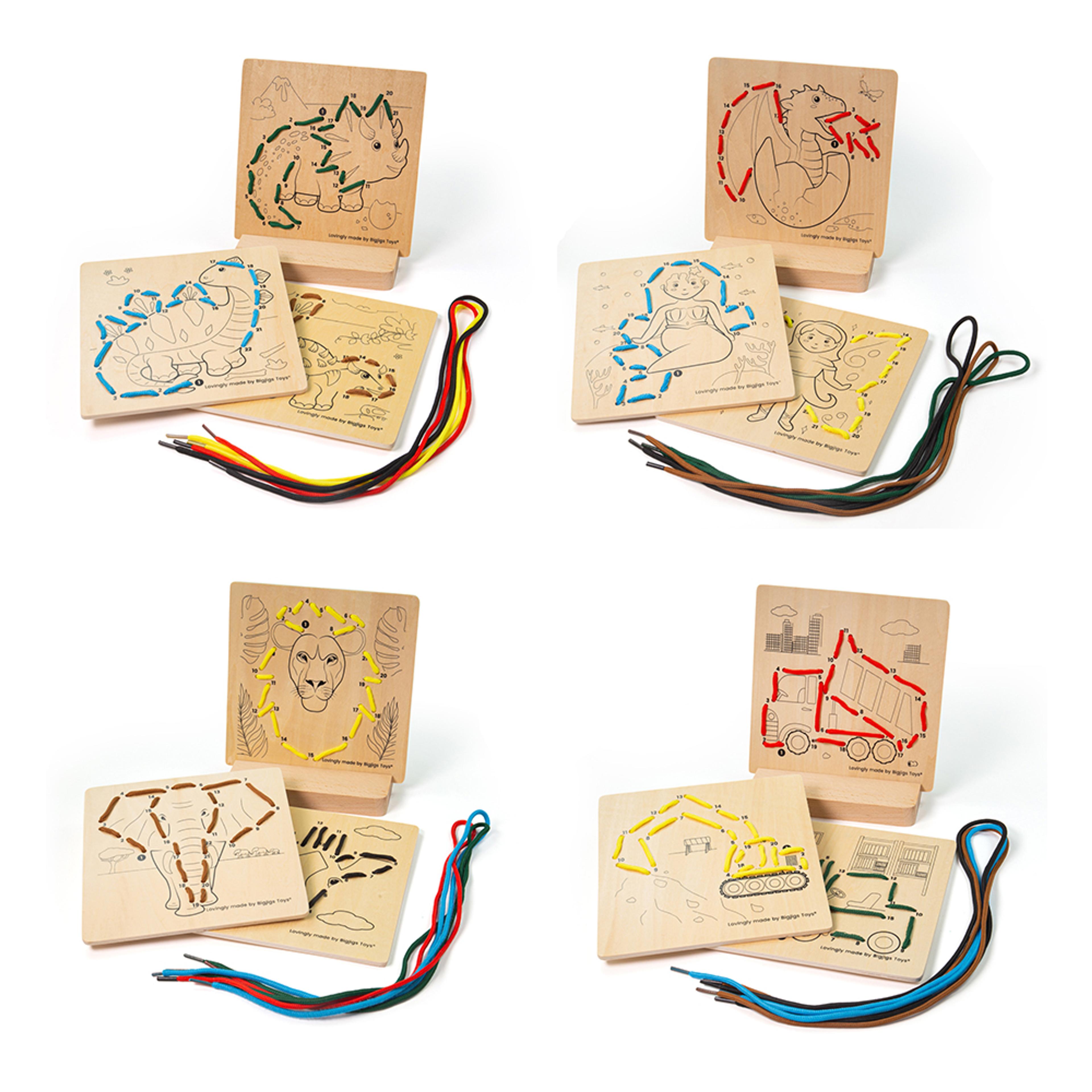 BIGJIGS Toys Lacing By Numbers  - Set of 4