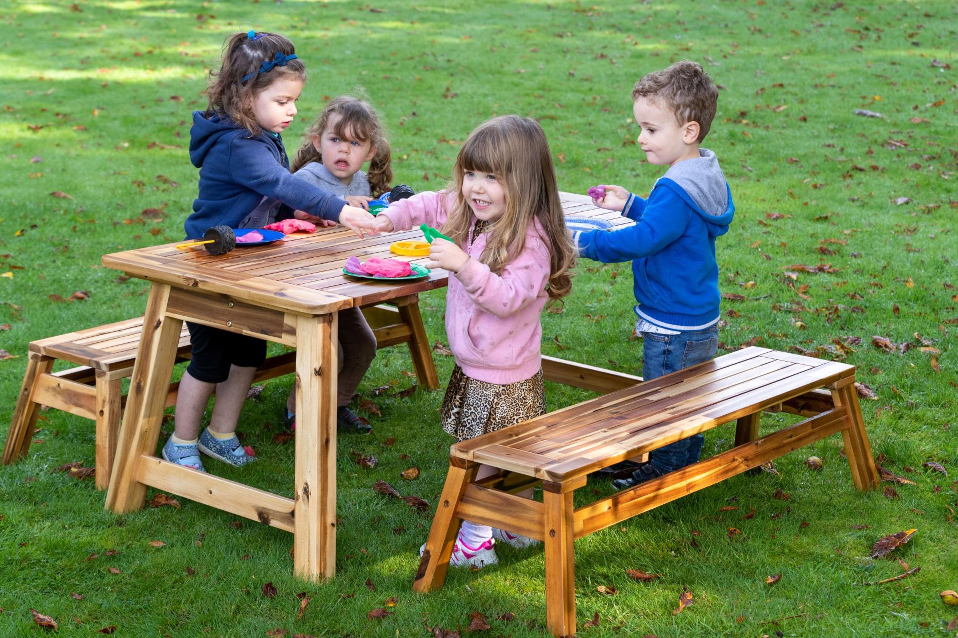 Outdoor Wooden Table Bench Set