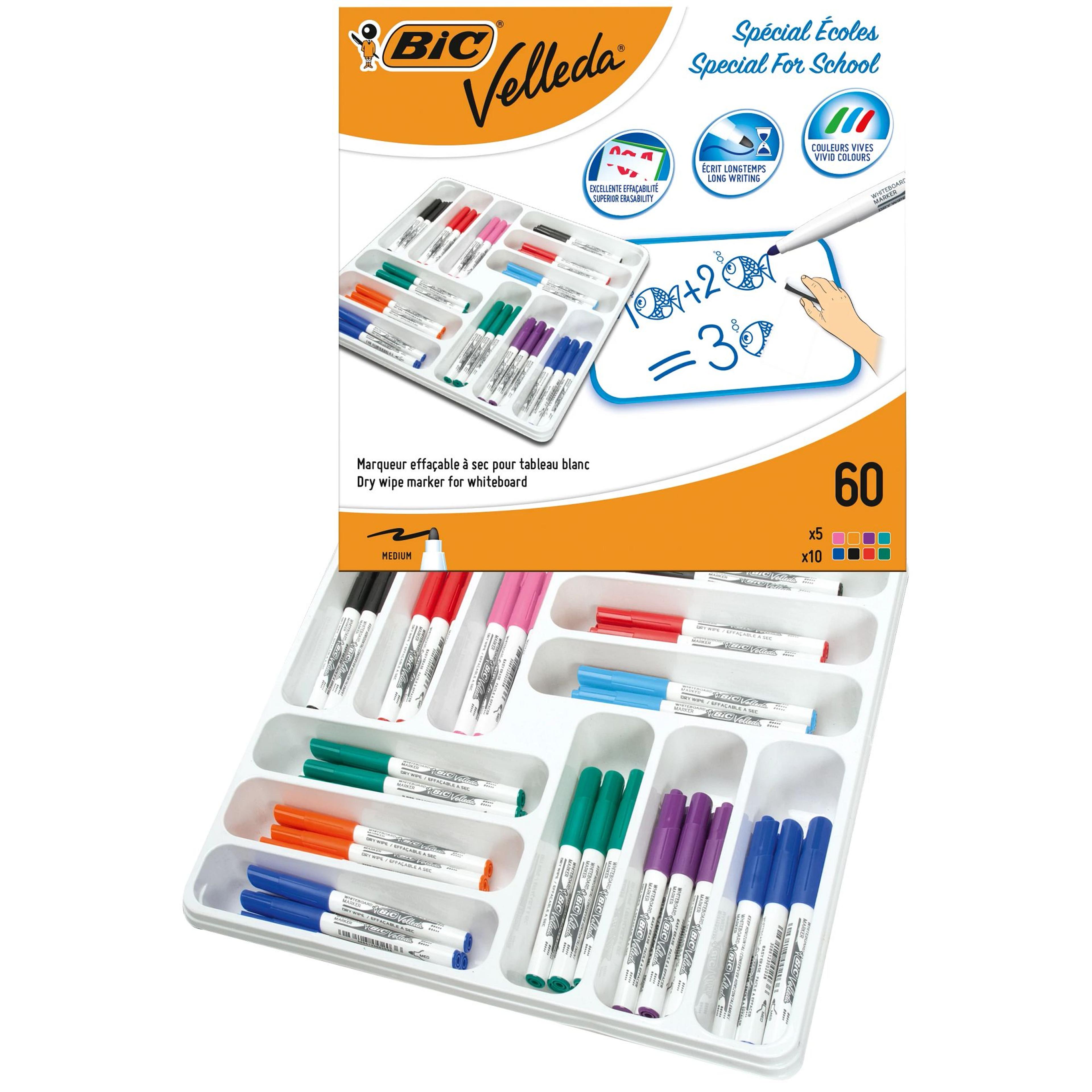 BIC Velleda 1741 Whiteboard Marker Pen - Medium Bullet Tip - Black - Pack of 60