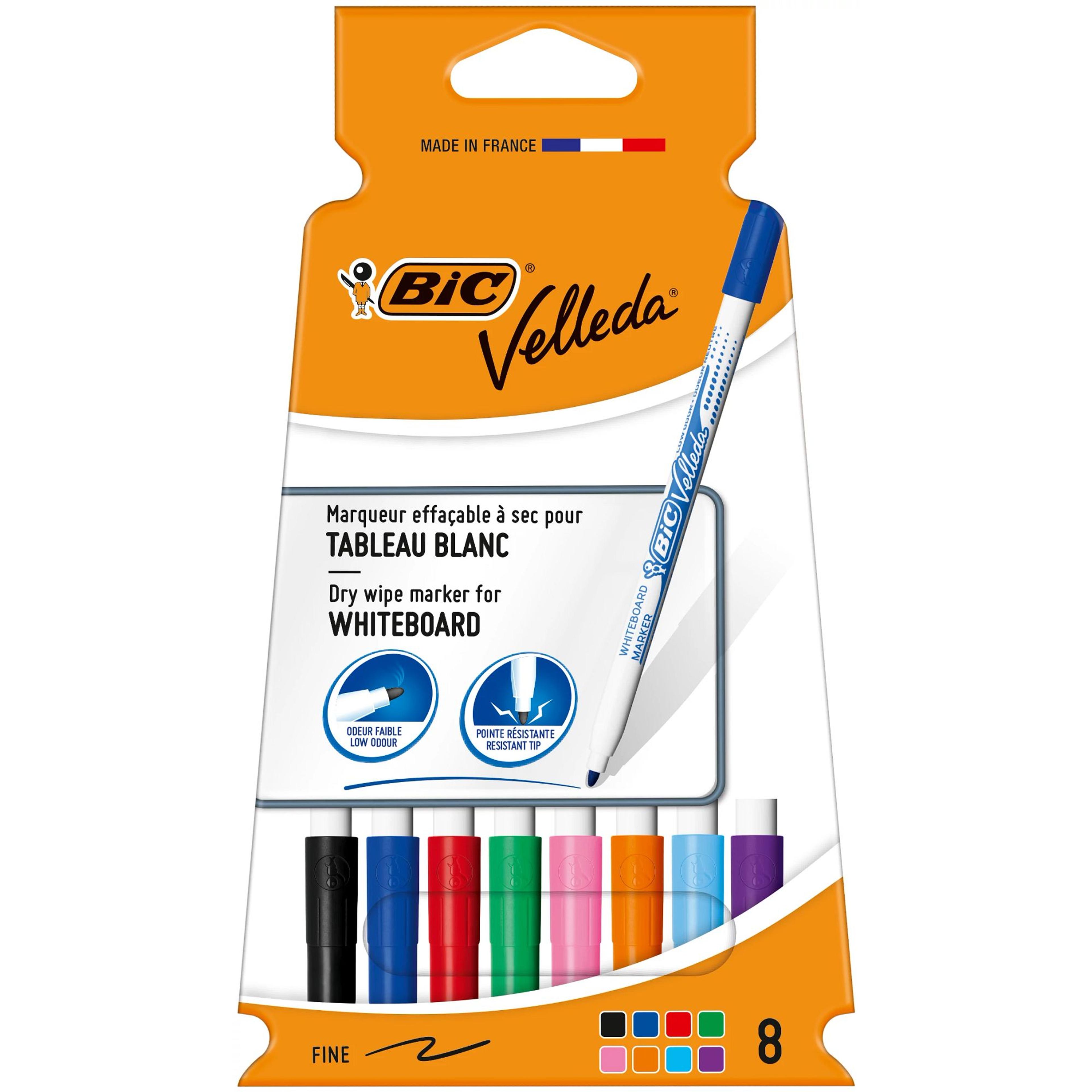 BIC Velleda 1721 Whiteboard Marker Pen - Fine Bullet Tip - Assorted - Pack of 8