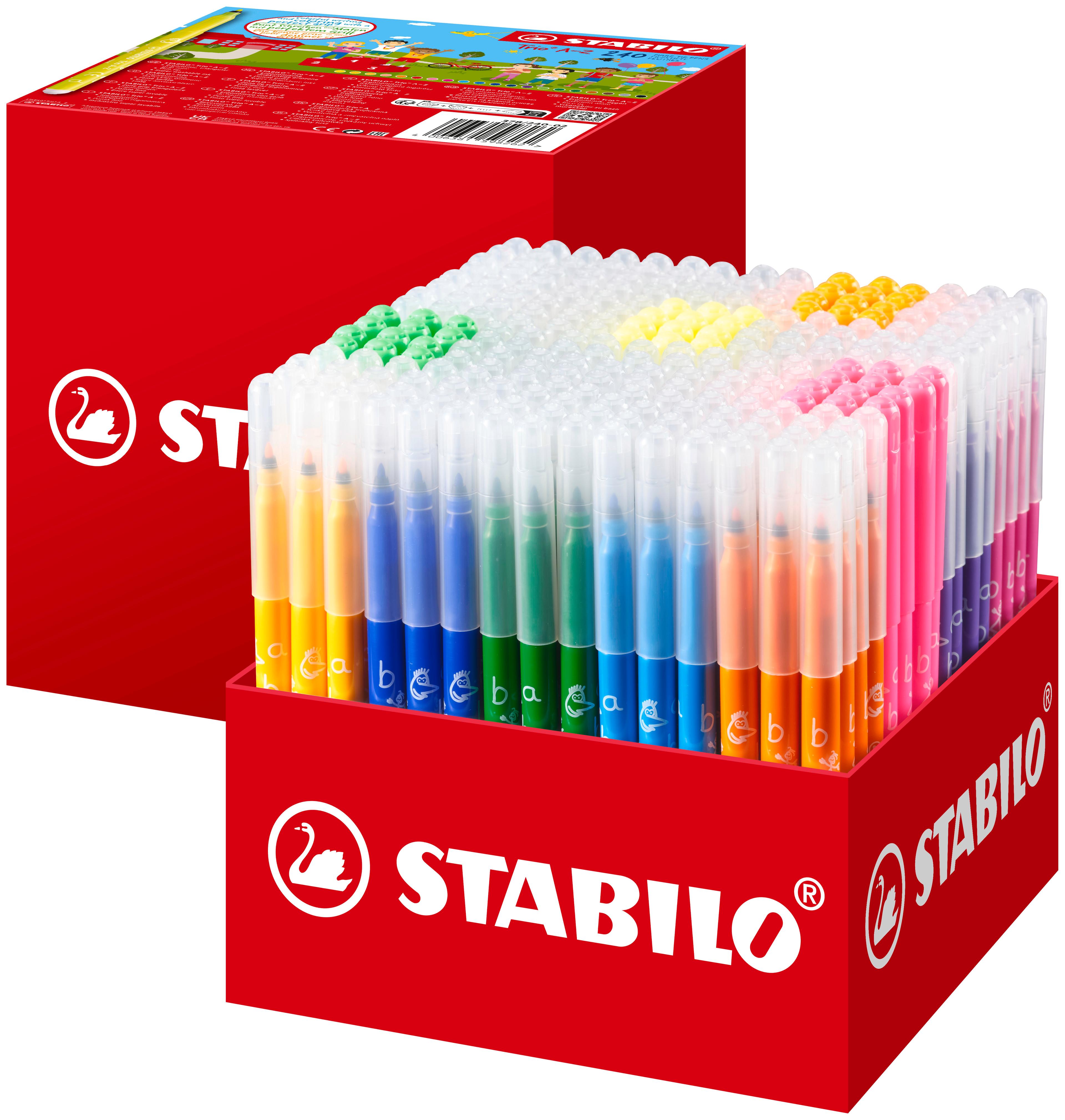 STABILO Trio A-Z Fibre-Tip Pen with Triangular Grip Zone – Box of 240