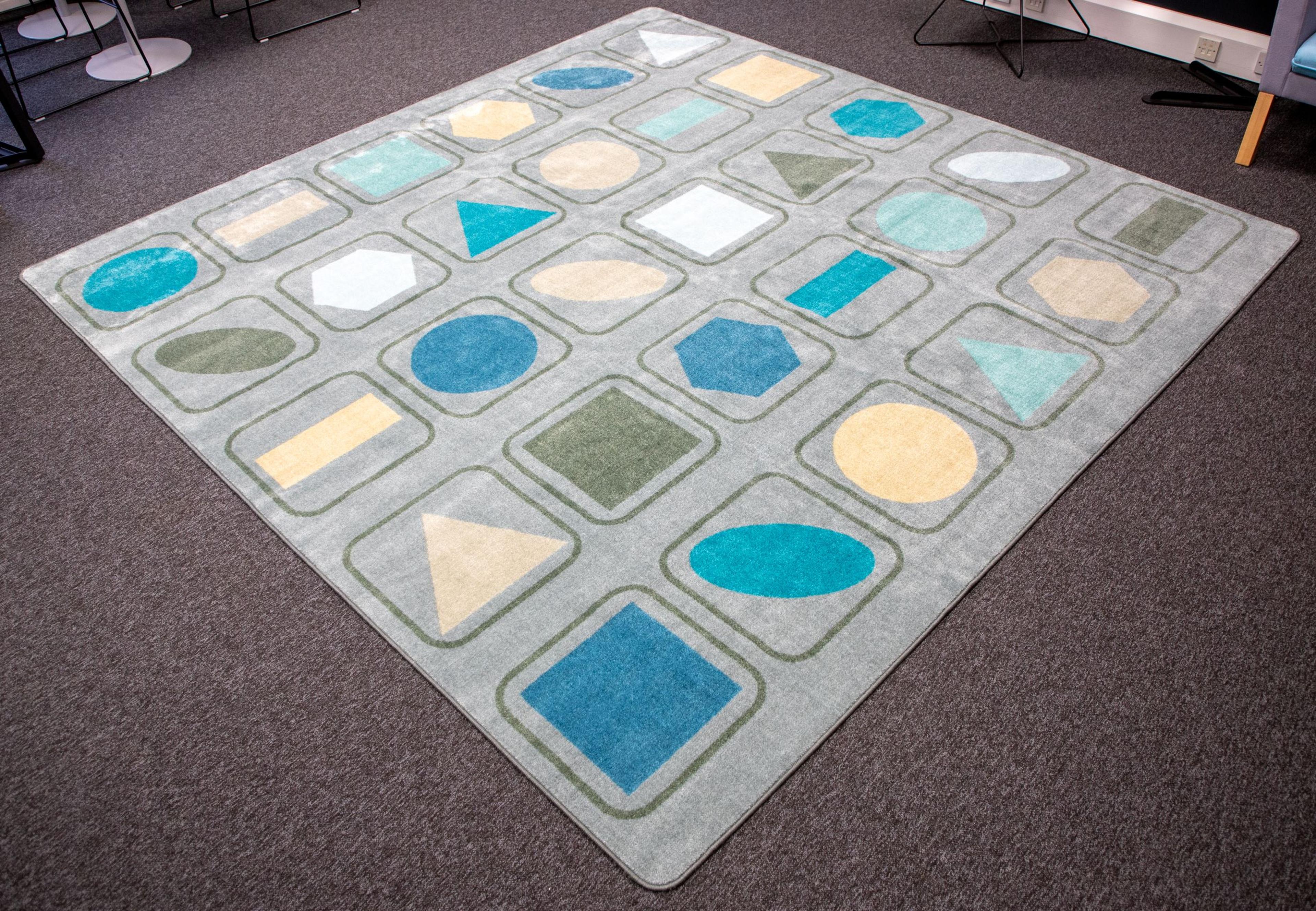 Tonal Geometric Shape Placement Carpet