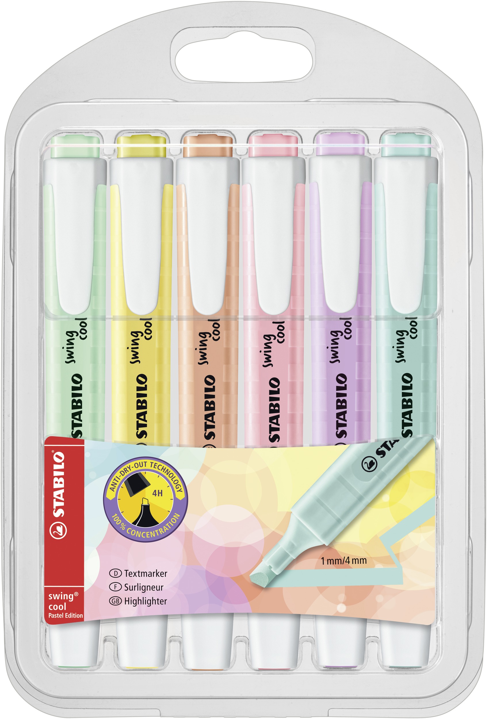 Stabilo Swing Highlighters Pk 6 Pastels