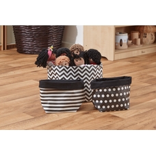Black and White Canvas Baskets from Hope Education - Set of 3