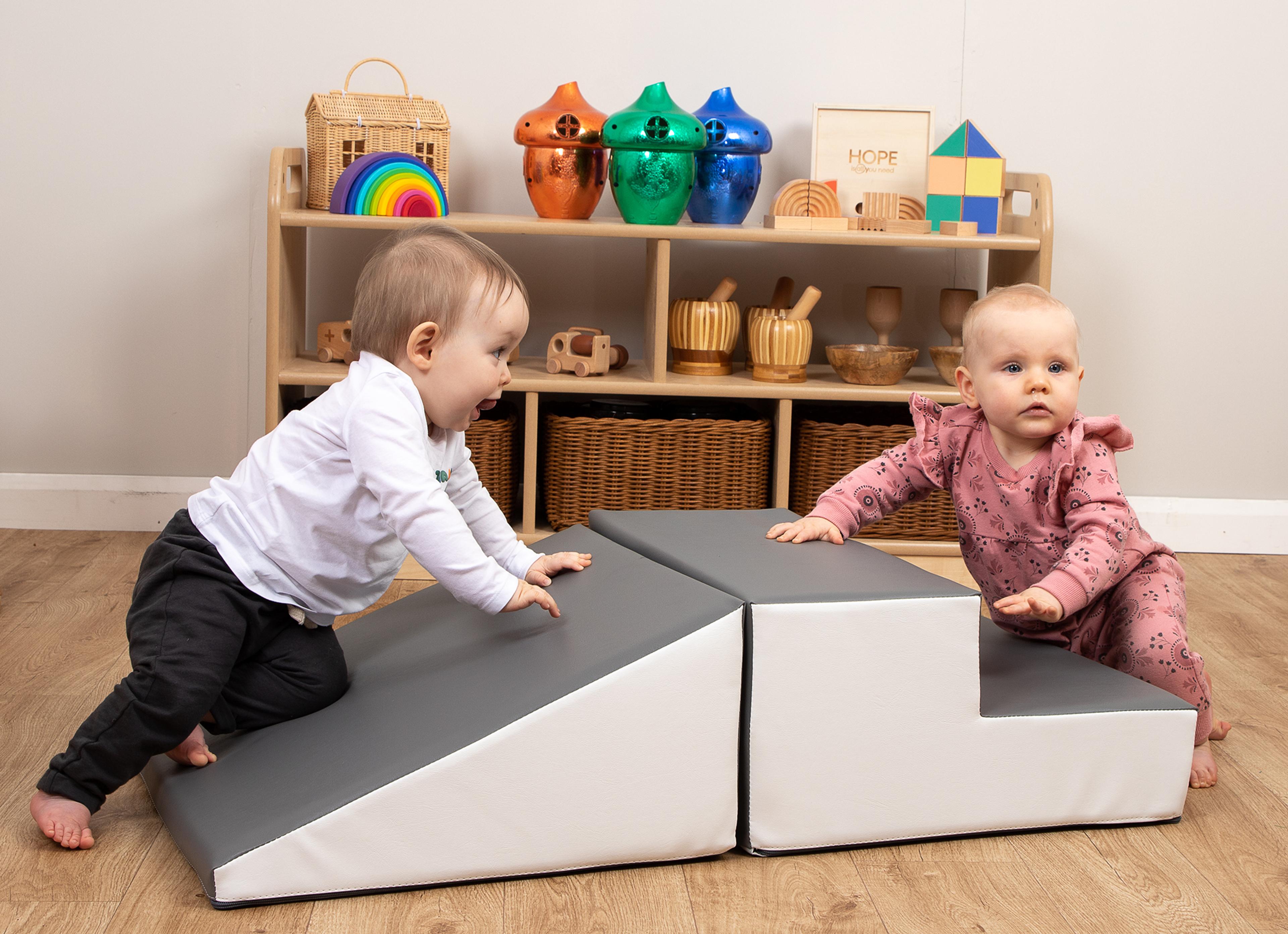 Soft Play Step & Ramp Set from Hope Education - Grey & White
