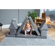 Soft Play Faux Suede Grey Sofa Set from Hope Education - Set of 10