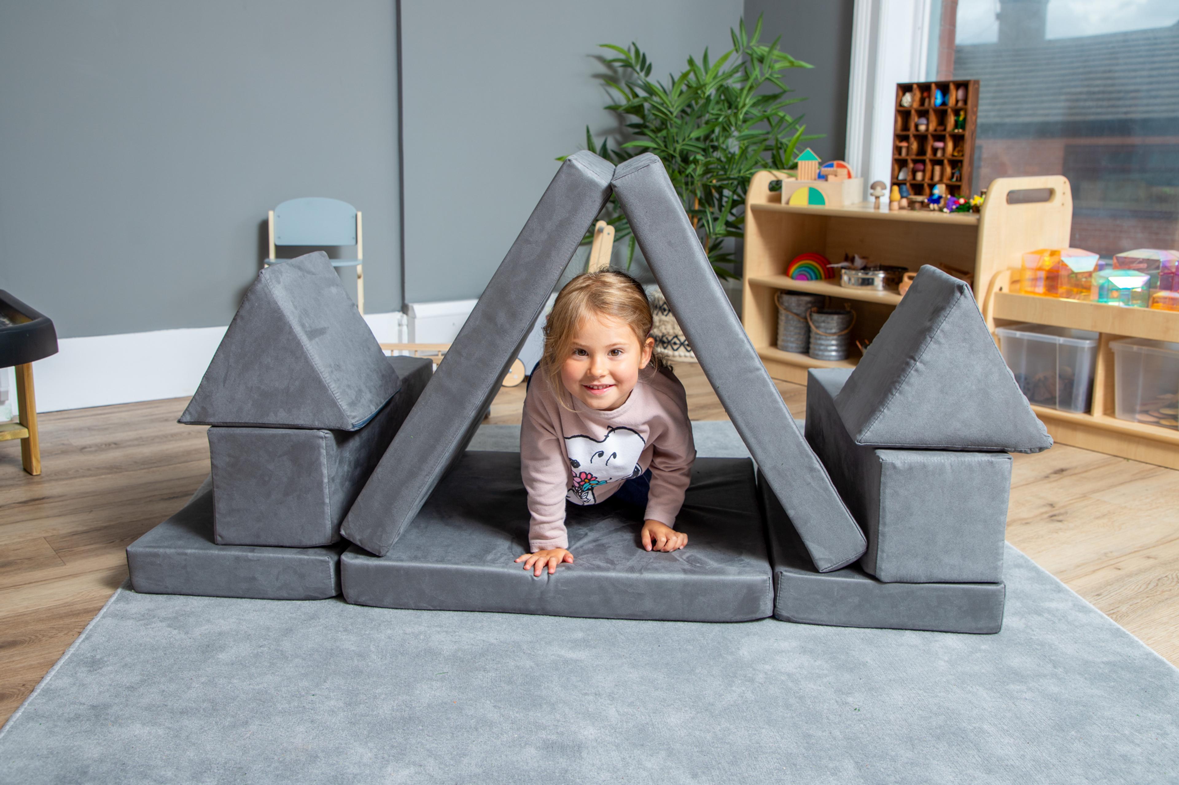 Soft Play Faux Suede Grey Sofa Set from Hope Education - Set of 10