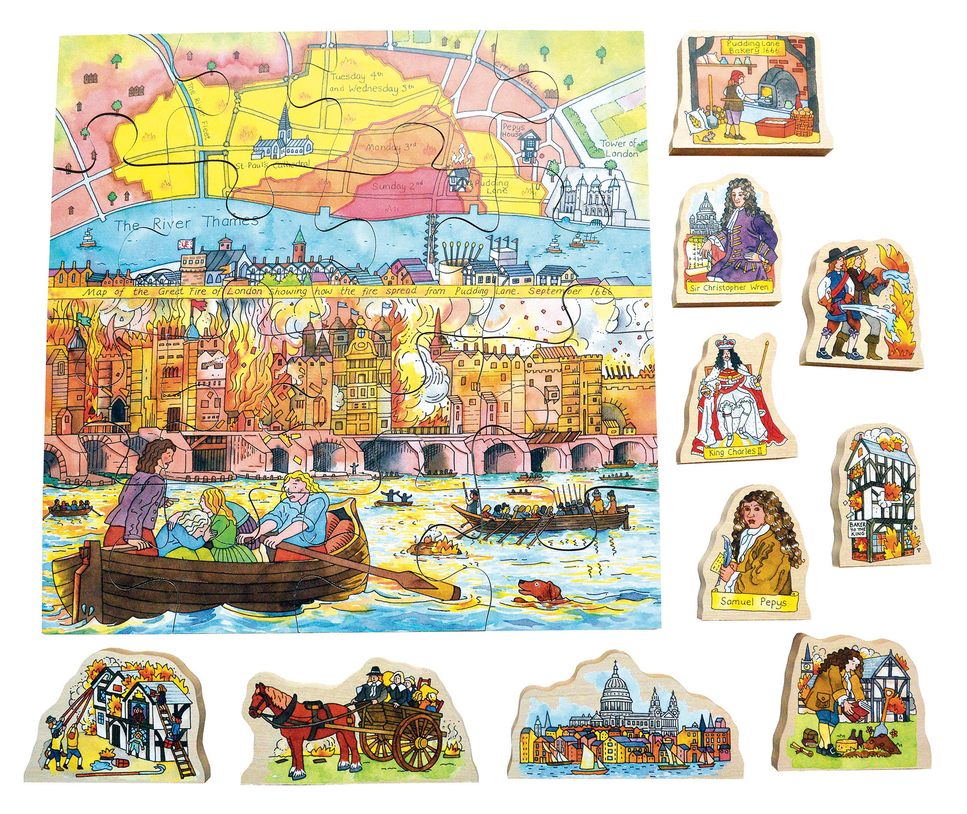 Just Jigsaws Great Fire of London Wooden Puzzle Set