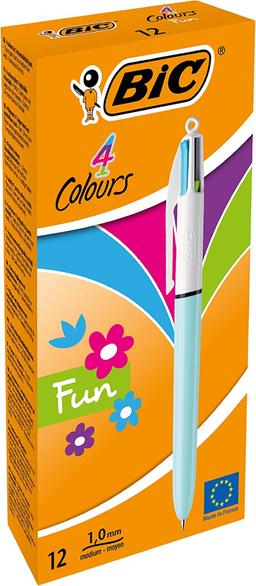 BIC 4 Colours Fun Retractable Ballpoint Pen - Pack of 12