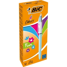 BIC 4 Colours Fun Retractable Ballpoint Pen - Pack of 12