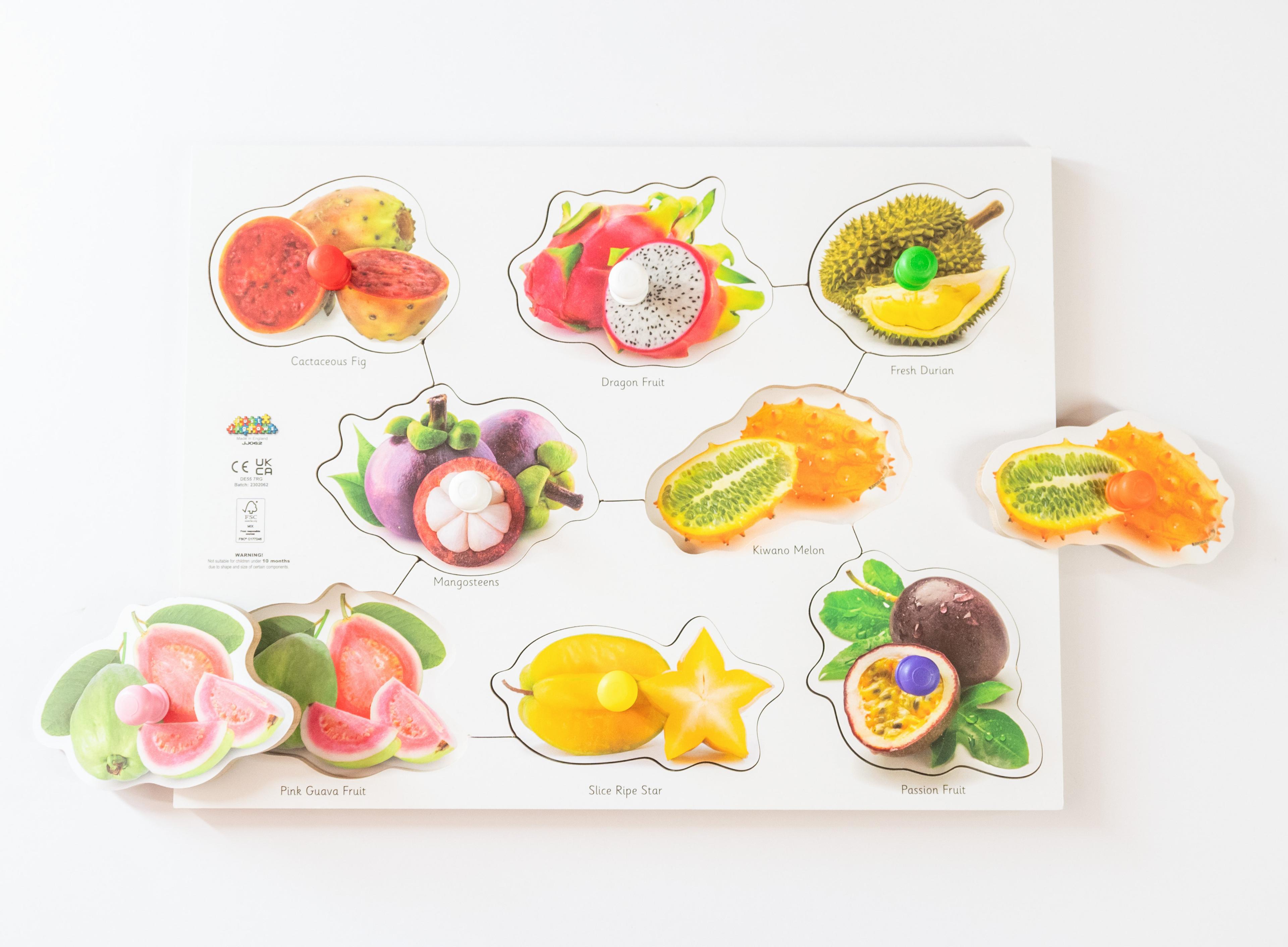 Just Jigsaws Wooden Exotic Fruit Peg Puzzle 