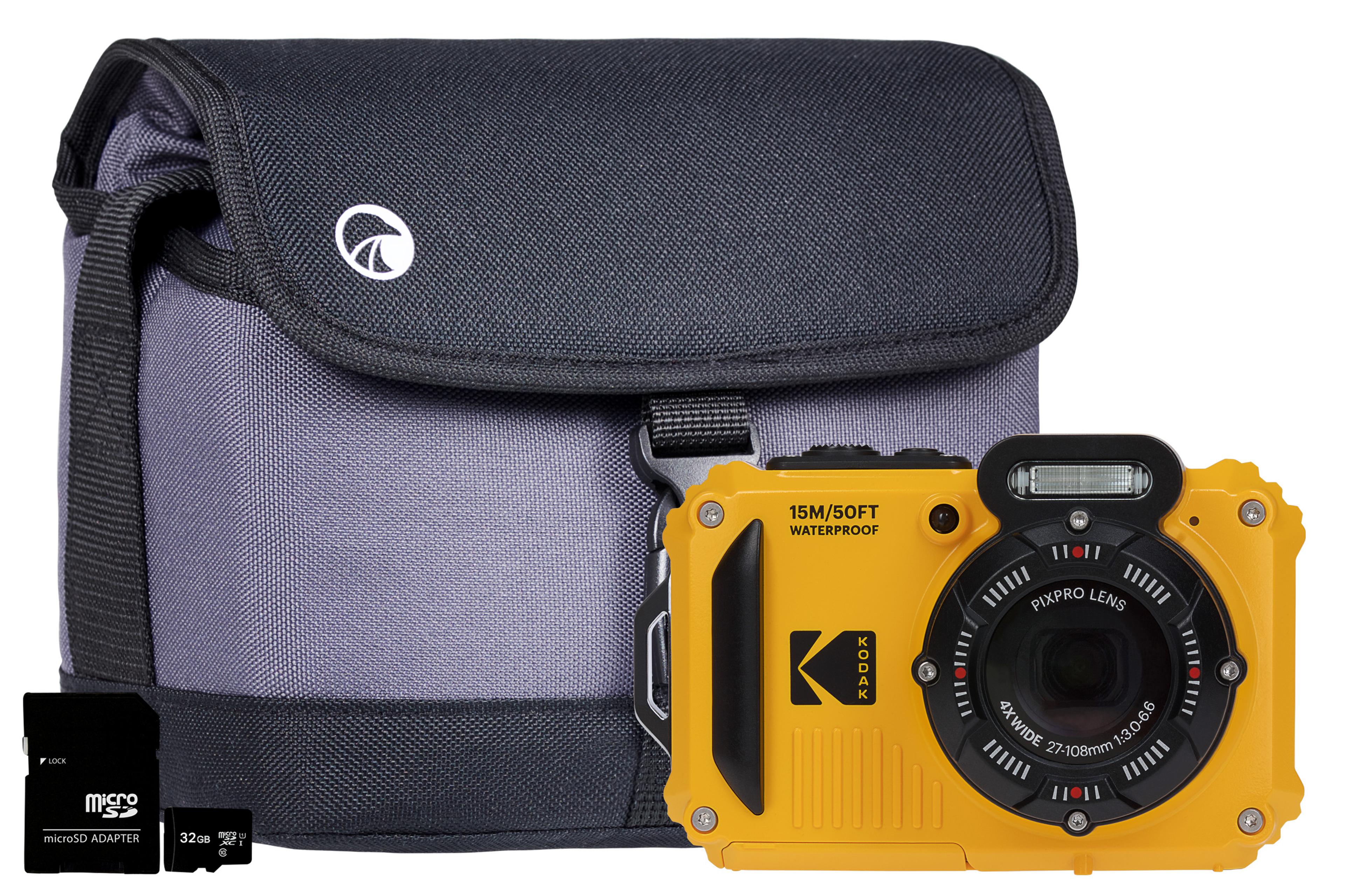 KODAK Camera PIXPRO WPZ2 with Bag and 32GB MicroSD Card - Yellow