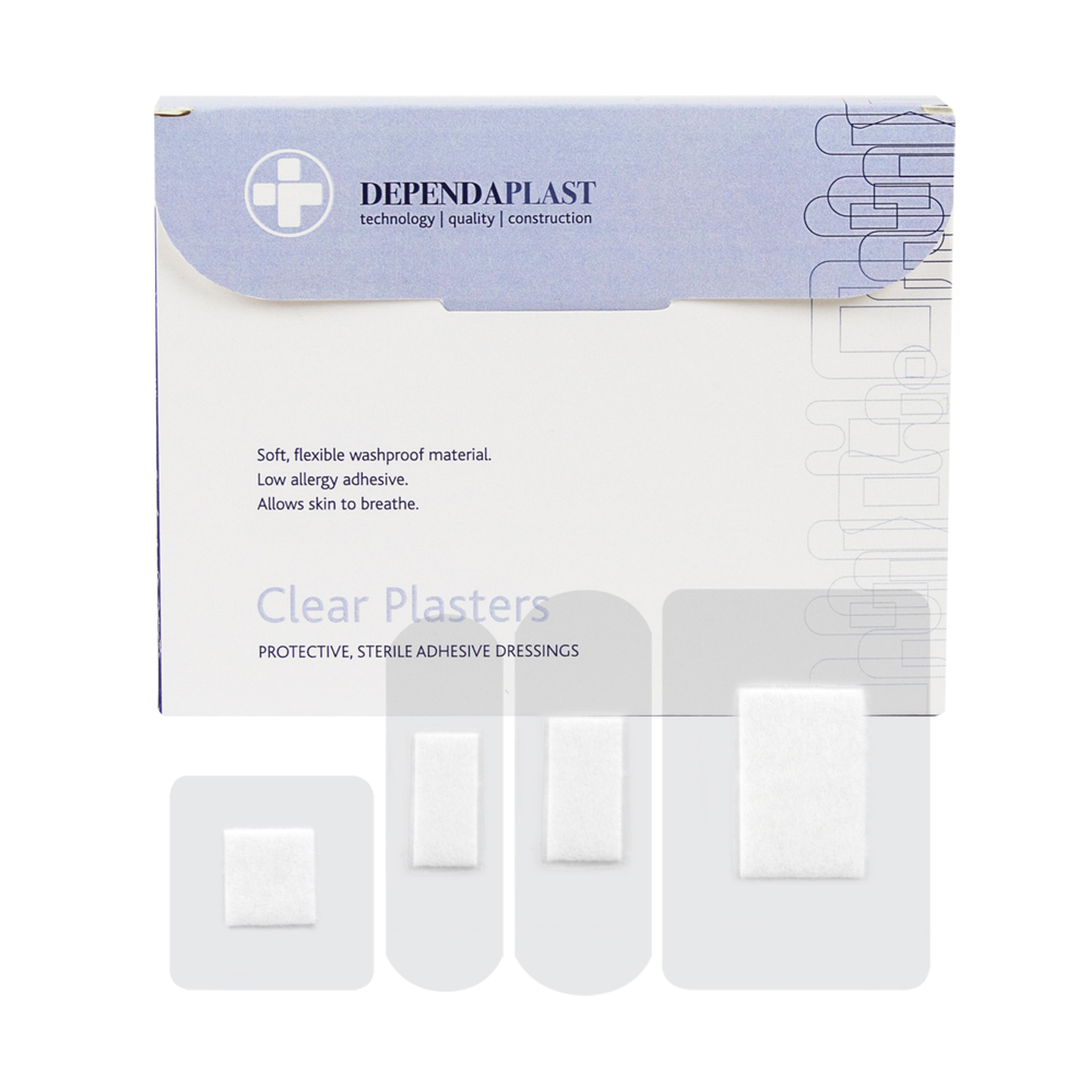 Dependaplast Clear Washproof Plasters Assorted - Pack of 100