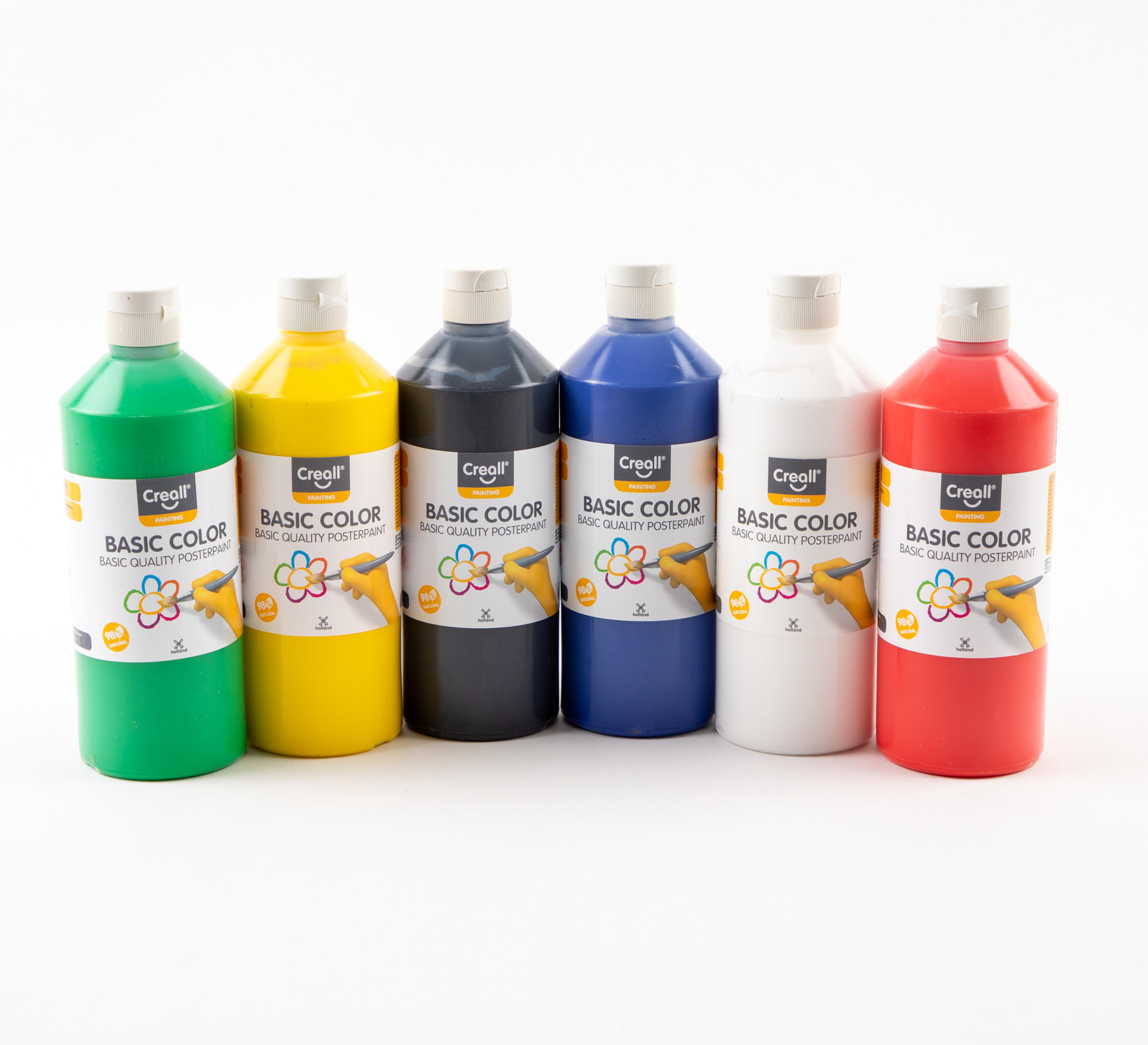 Creall Basic Colour Ready Mixed Paint - Assorted - 500ml - Pack of 6
