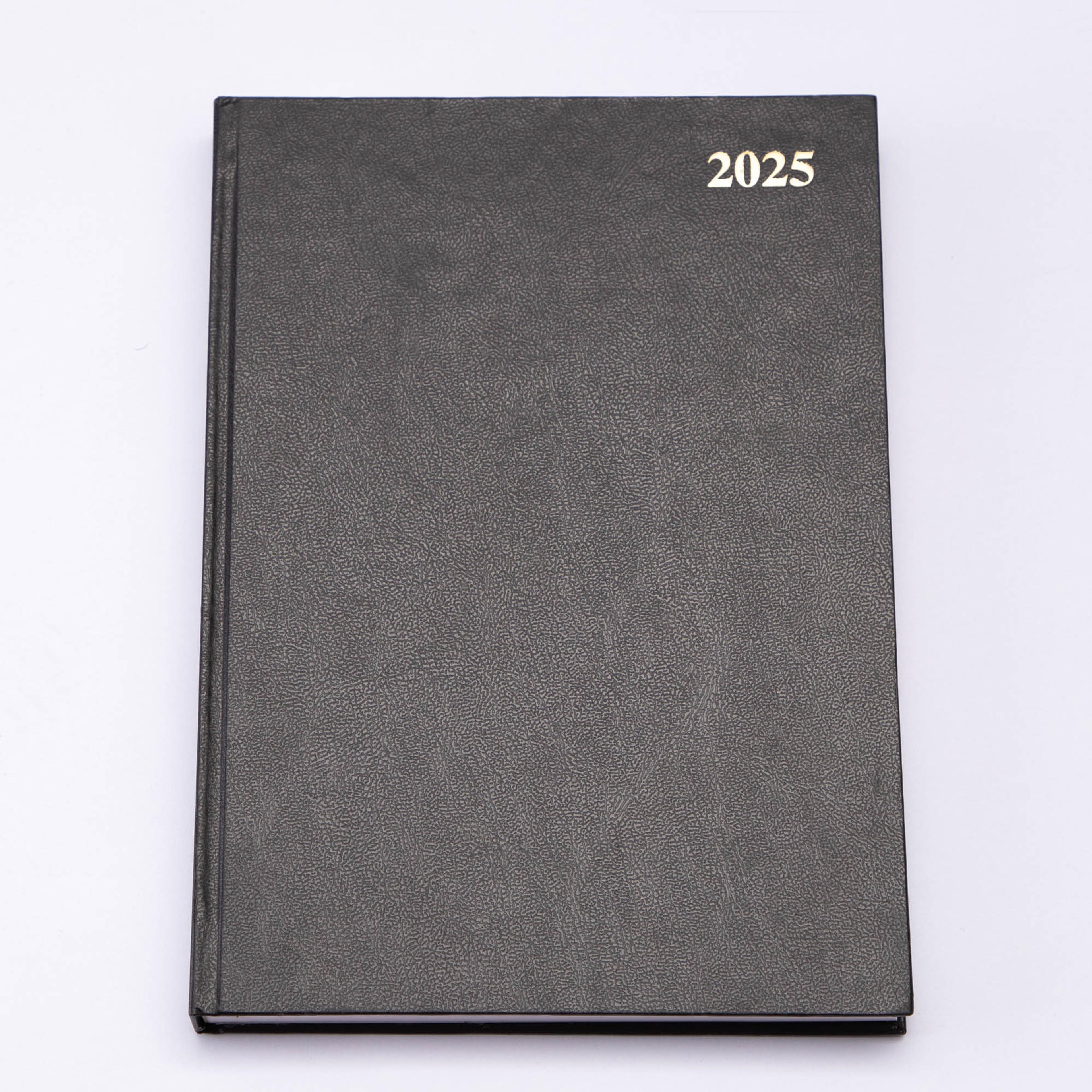 2025 A4 Day Per Page Calendar Diary - Black - Pack of 1