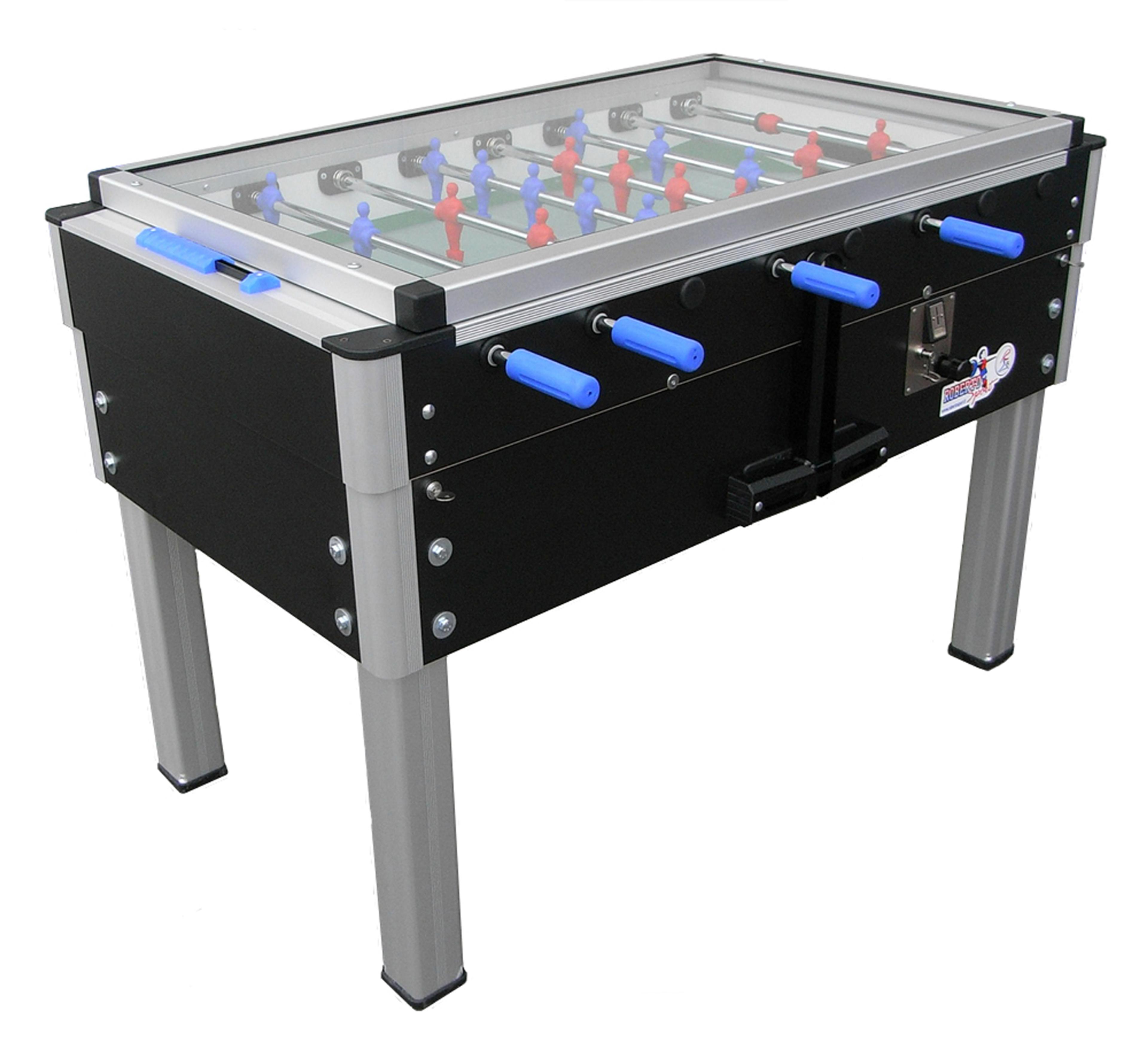 Roberto International Coin Up Football Table - Black/Blue - 135cm
